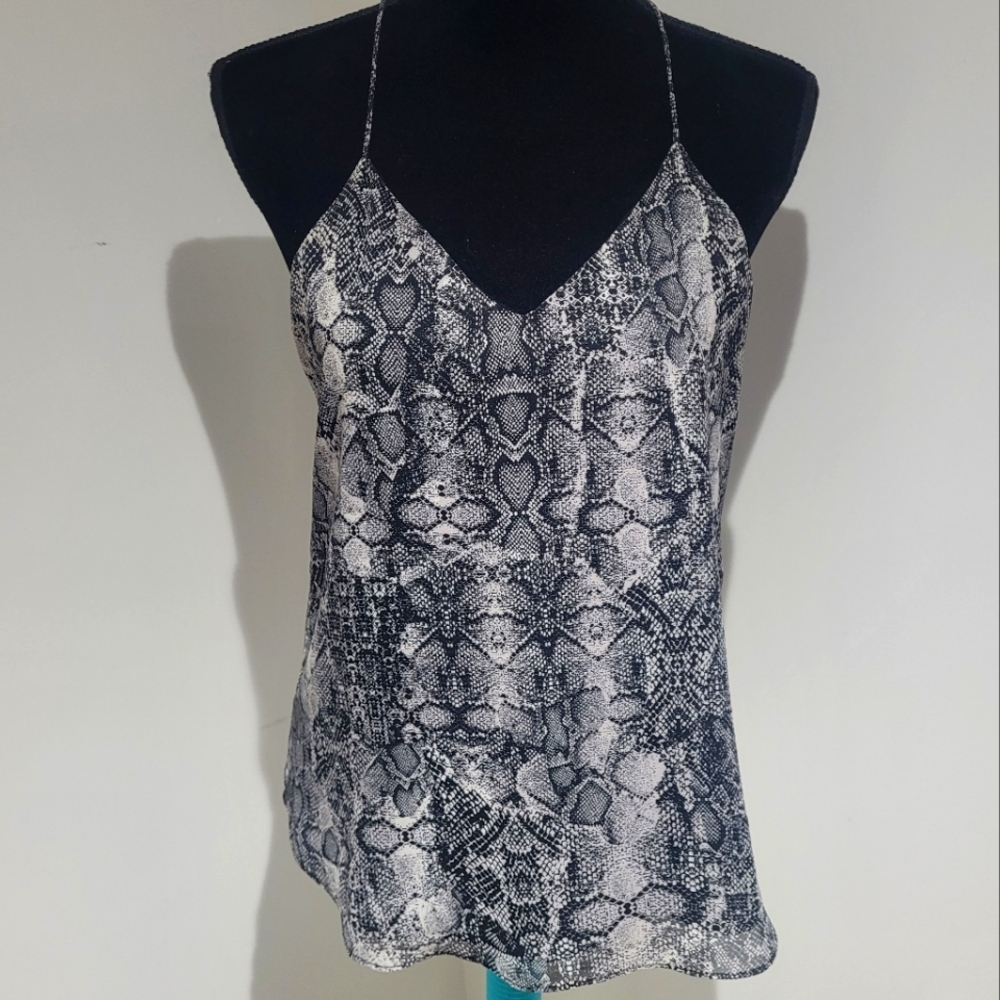 RW&Co Women's Snakeskin Camisole Small Gray Black Edgy Lightweight Whimsigoth